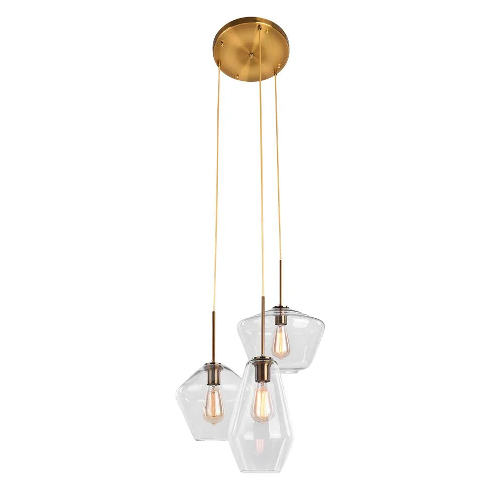 Modern Geometric Glass Pendant with Clear Shades