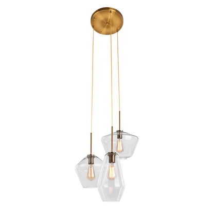 Modern Geometric Glass Pendant with Clear Shades