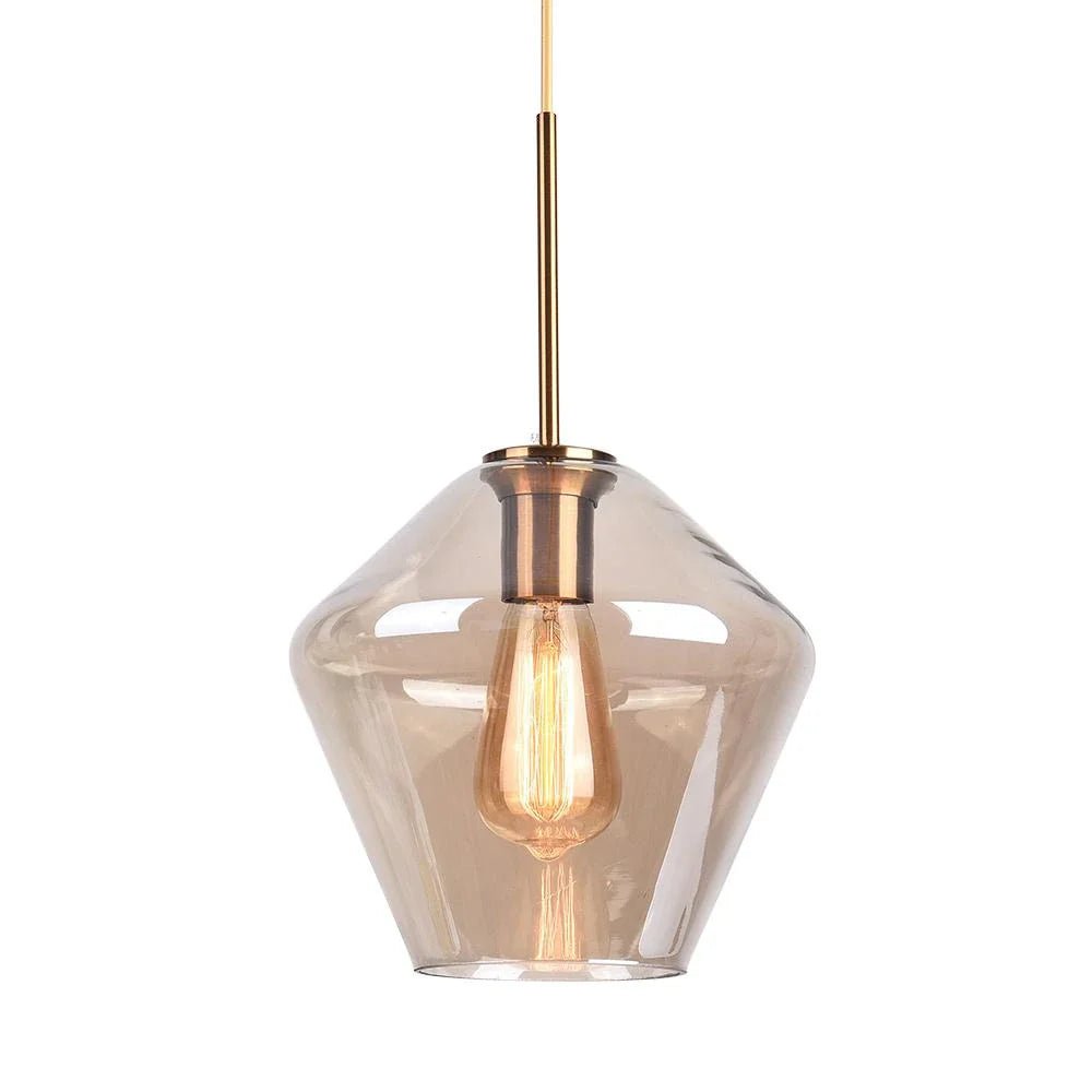 Modern Geometric Glass Pendant with Clear Shades