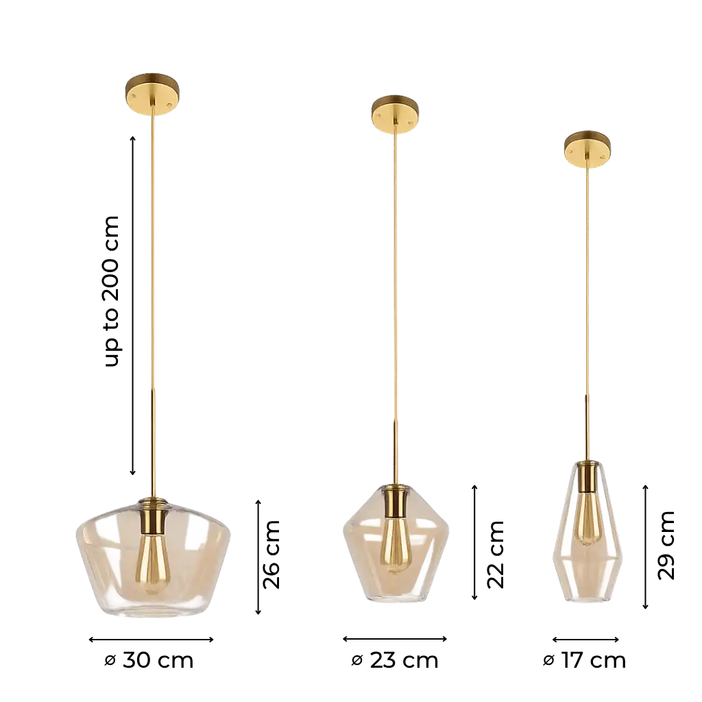 Modern Geometric Glass Pendant with Clear Shades