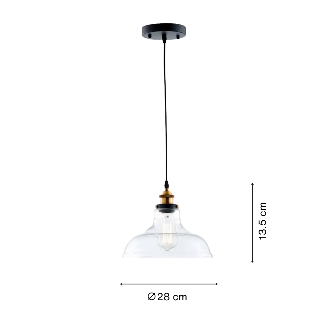 Single Dome Clear Glass Industrial Pendant Light