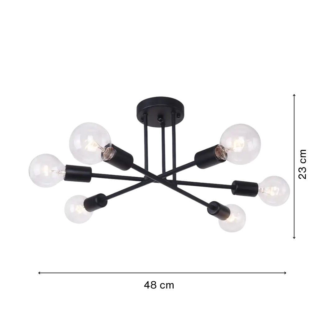 Modern Linear Sputnik Semi Flush Mount with Six Lights