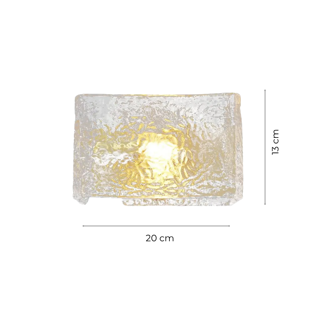 Freya Rectangular Water Textured Glass Wall Light