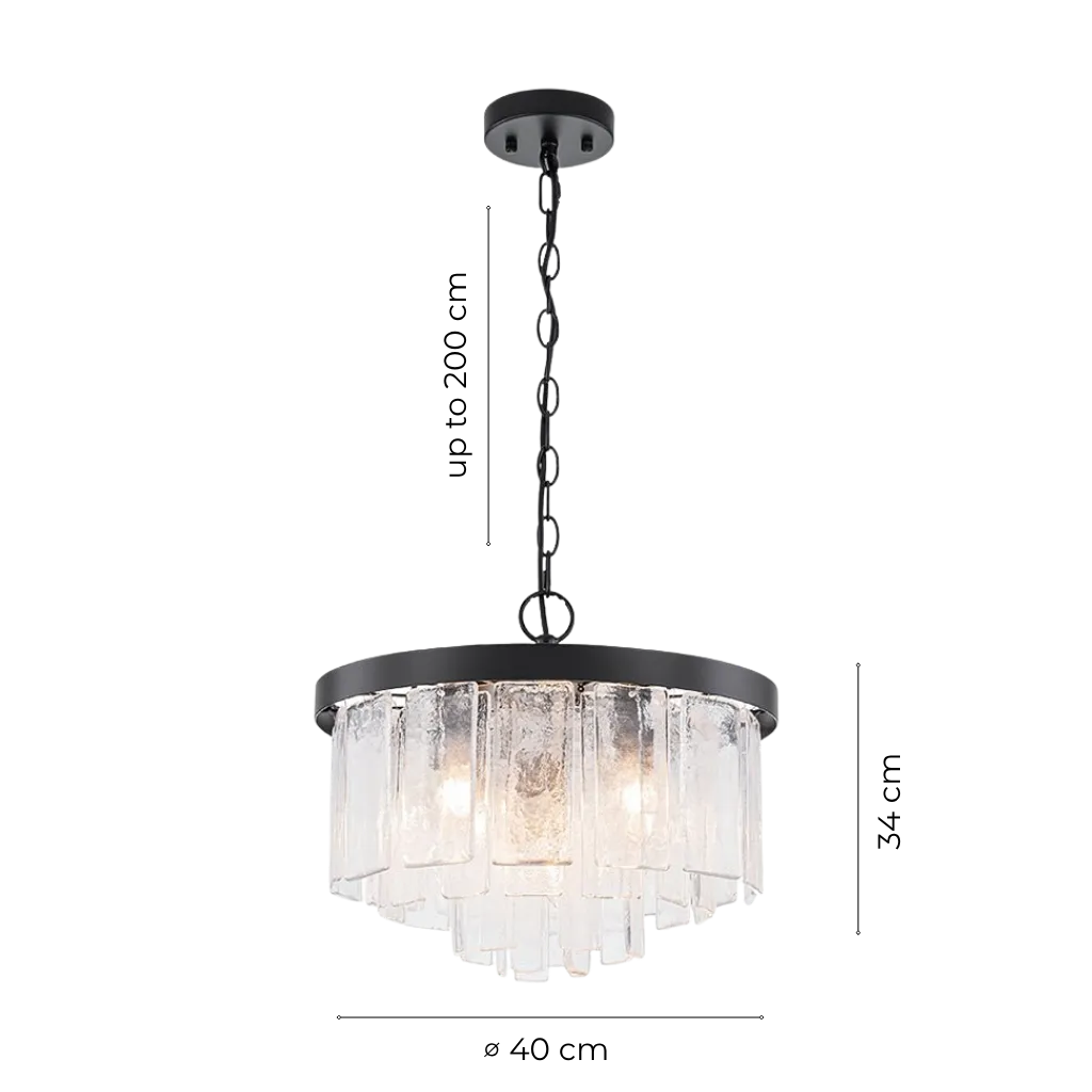 Modern Tiered Water Glass 5-Light Drum Chandelier