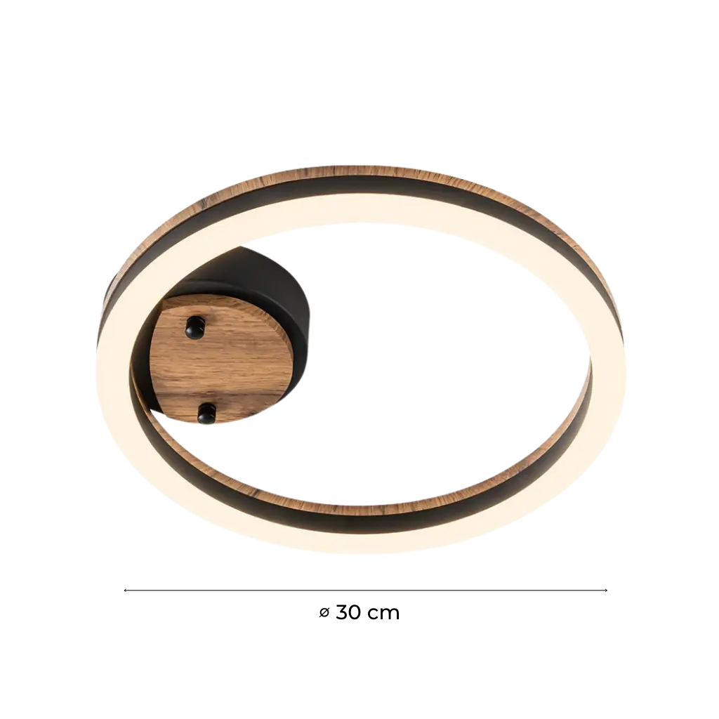 Modern Wood Grain LED Ring Semi-Flush Ceiling Light