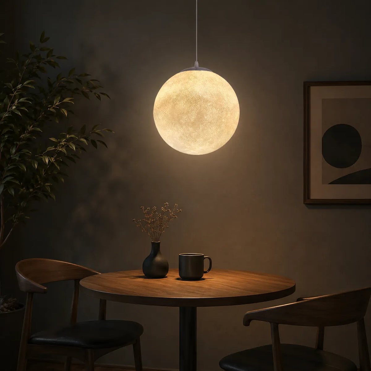 Goran Minimalist Moon-Texture Resin Pendant Light