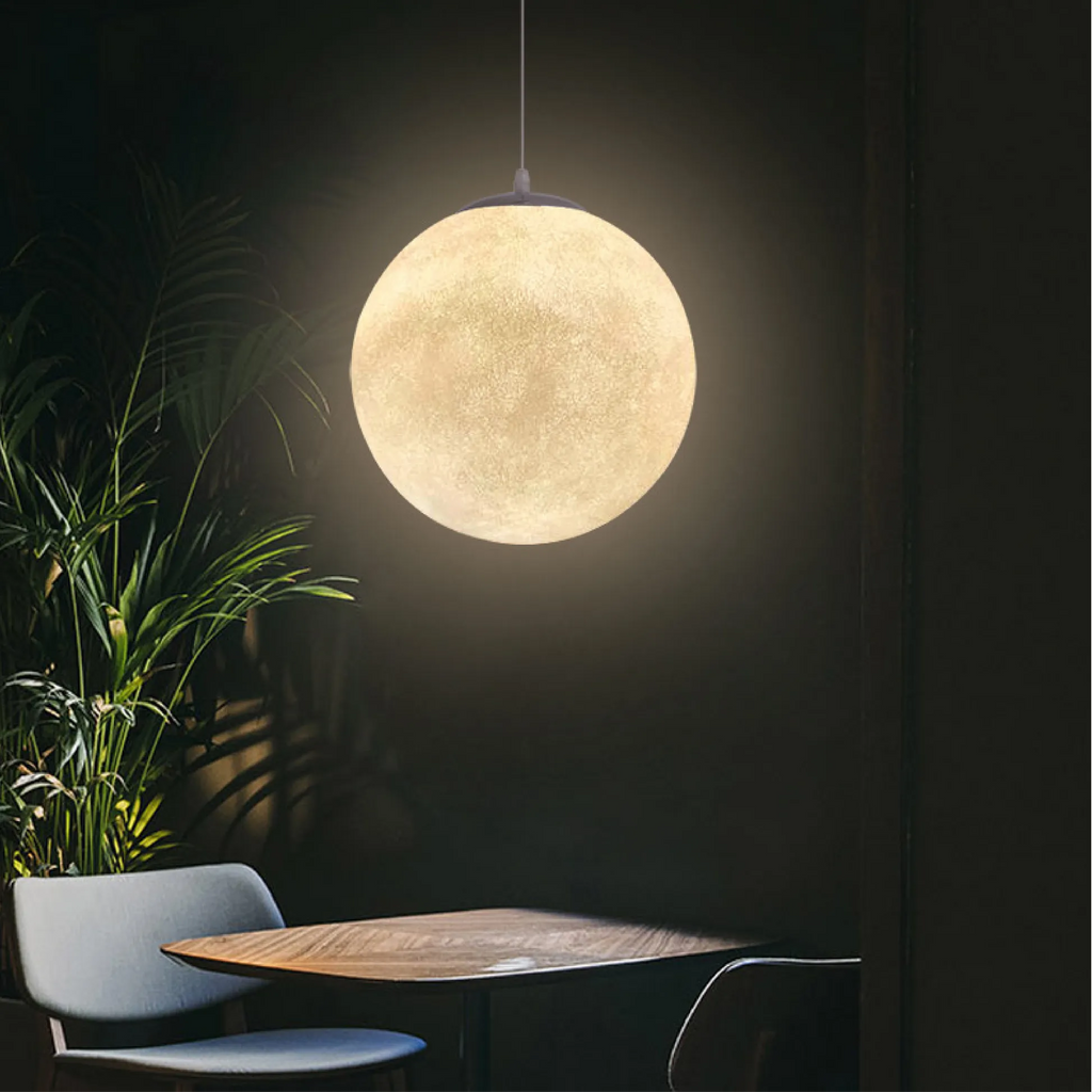 Goran Minimalist Moon-Texture Resin Pendant Light