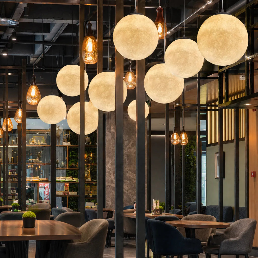 Goran Minimalist Moon-Texture Resin Pendant Light