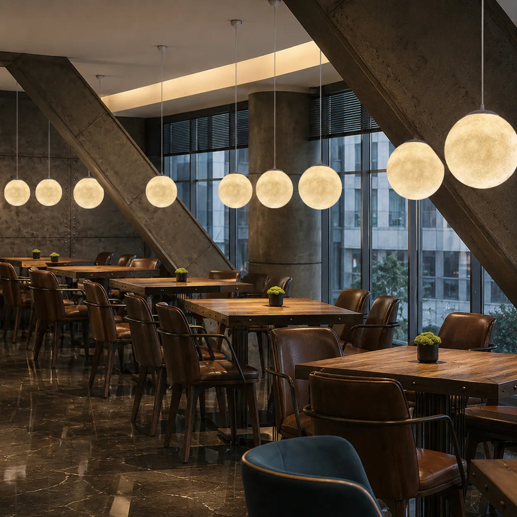 Goran Minimalist Moon-Texture Resin Pendant Light
