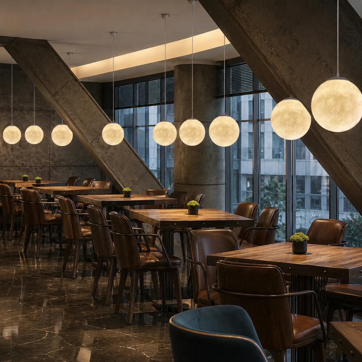 Goran Minimalist Moon-Texture Resin Pendant Light