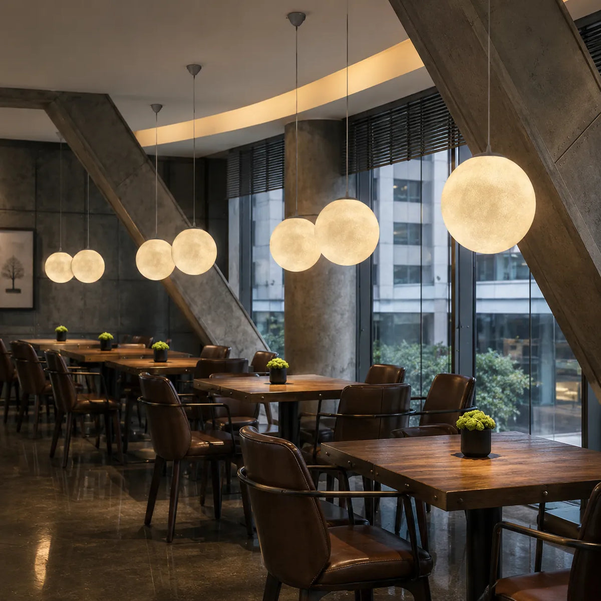Goran Minimalist Moon-Texture Resin Pendant Light