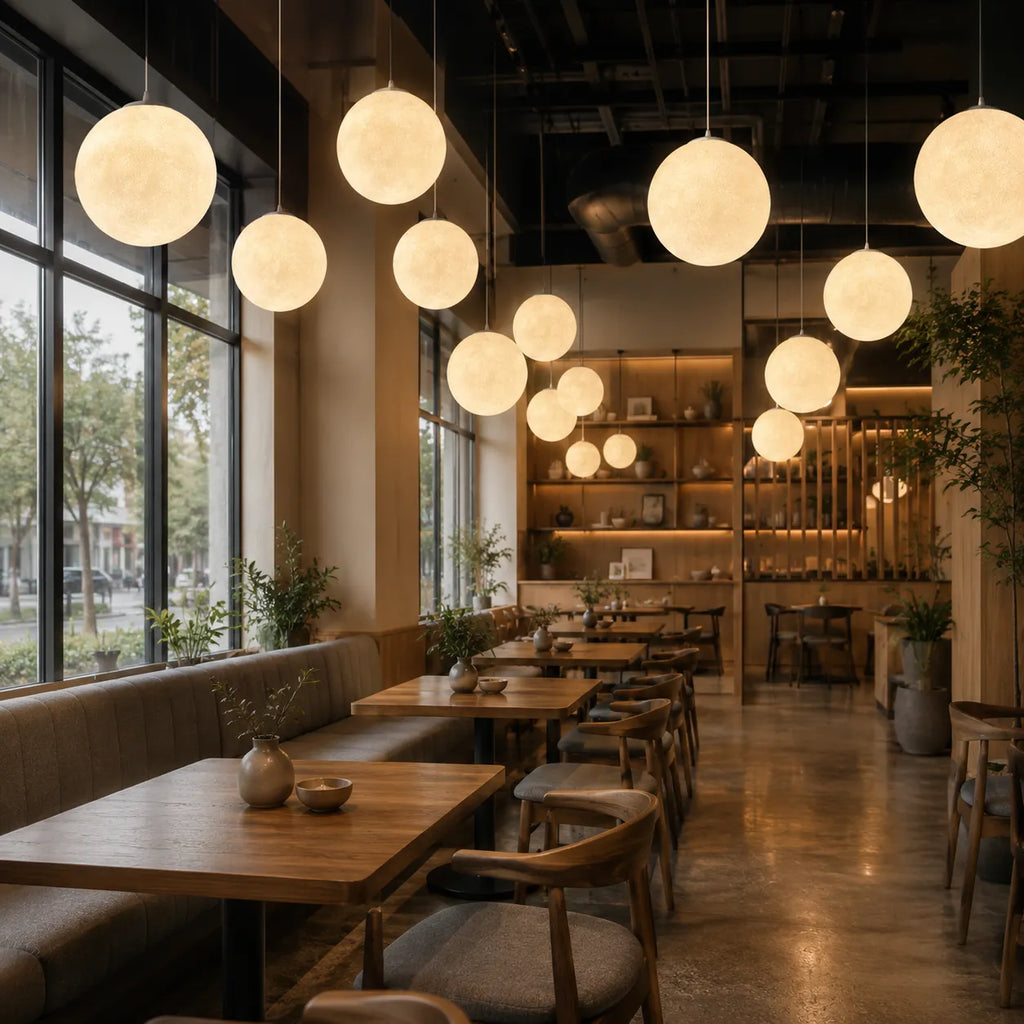 Goran Minimalist Moon-Texture Resin Pendant Light