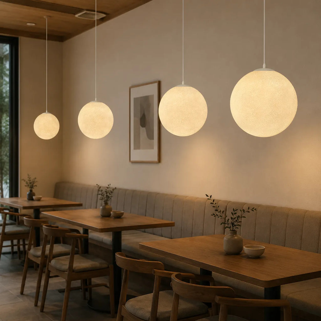 Goran Minimalist Moon-Texture Resin Pendant Light