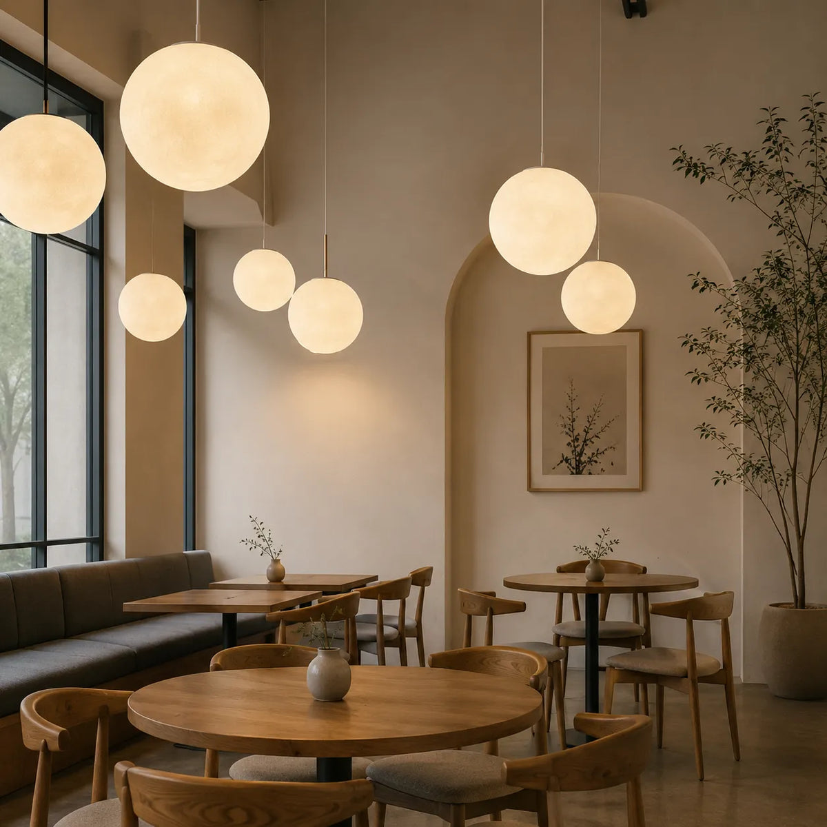 Goran Minimalist Moon-Texture Resin Pendant Light