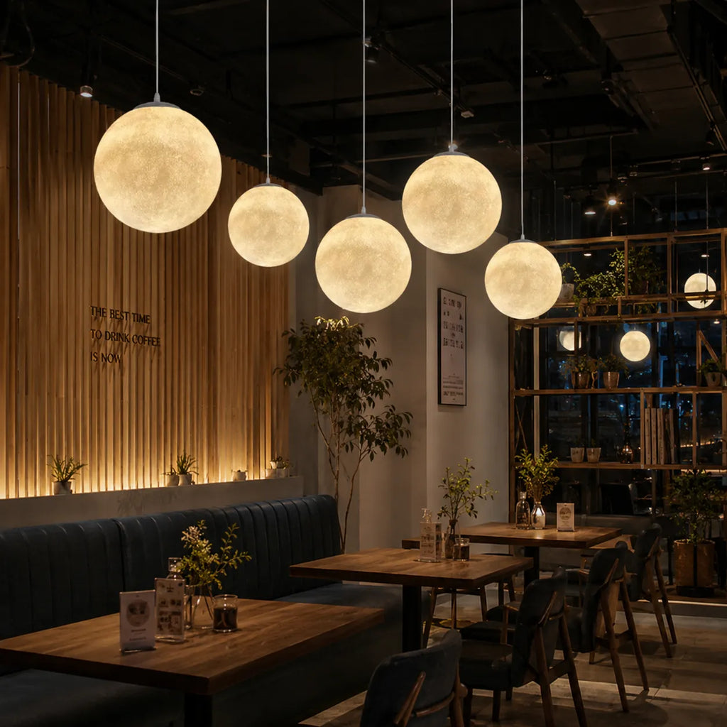 Goran Minimalist Moon-Texture Resin Pendant Light