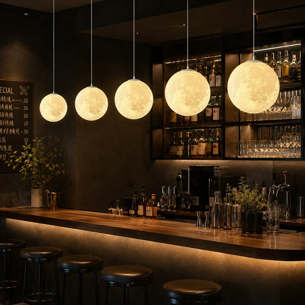 Goran Minimalist Moon-Texture Resin Pendant Light