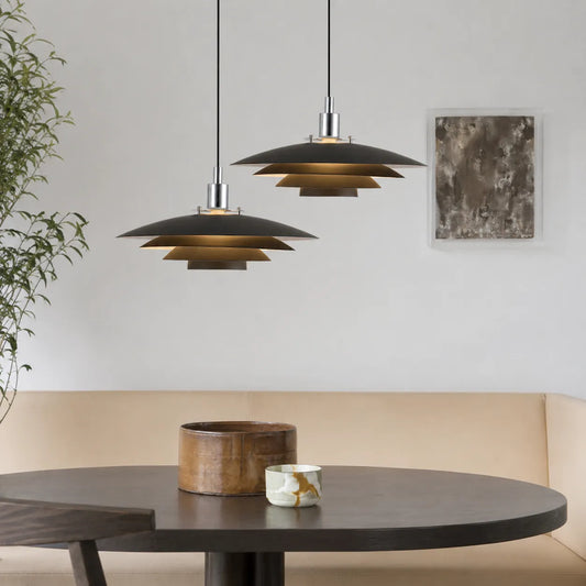 Multi-Layer Metal Pendant Light with Nordic Silhouette