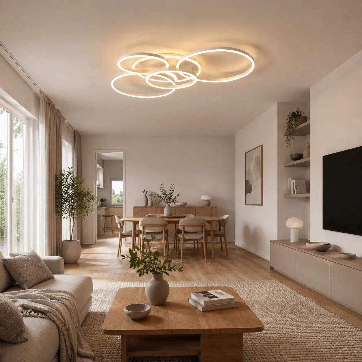 Multi-Ring Ceiling Light with Architectural Glow