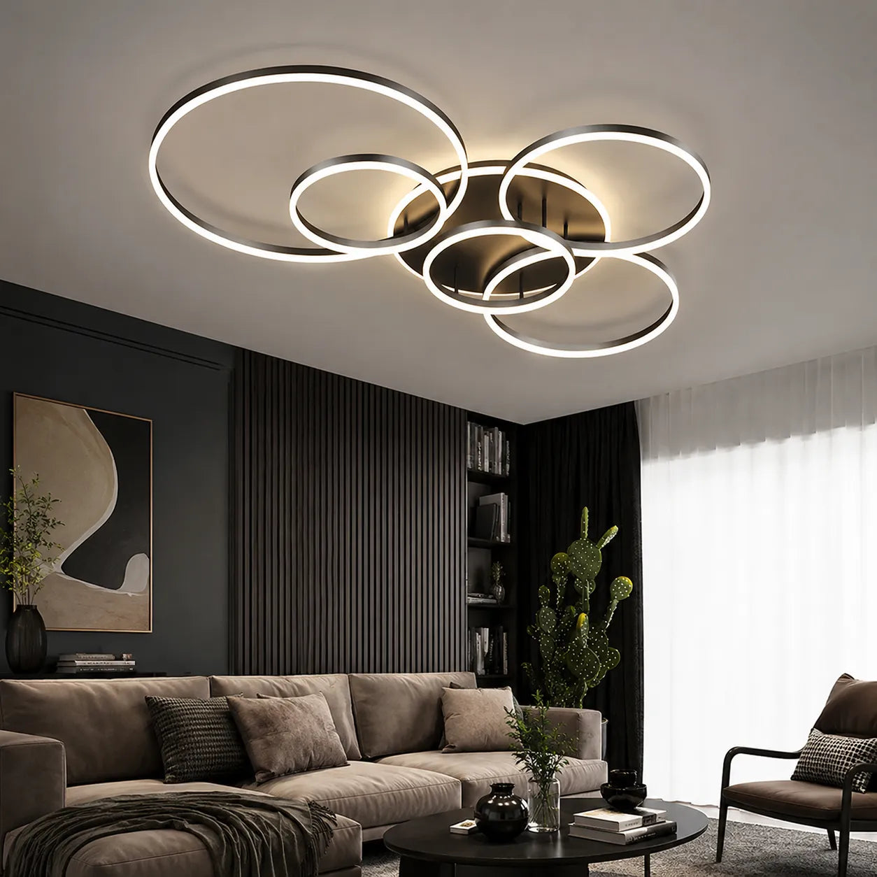 Multi-Ring Ceiling Light with Architectural Glow