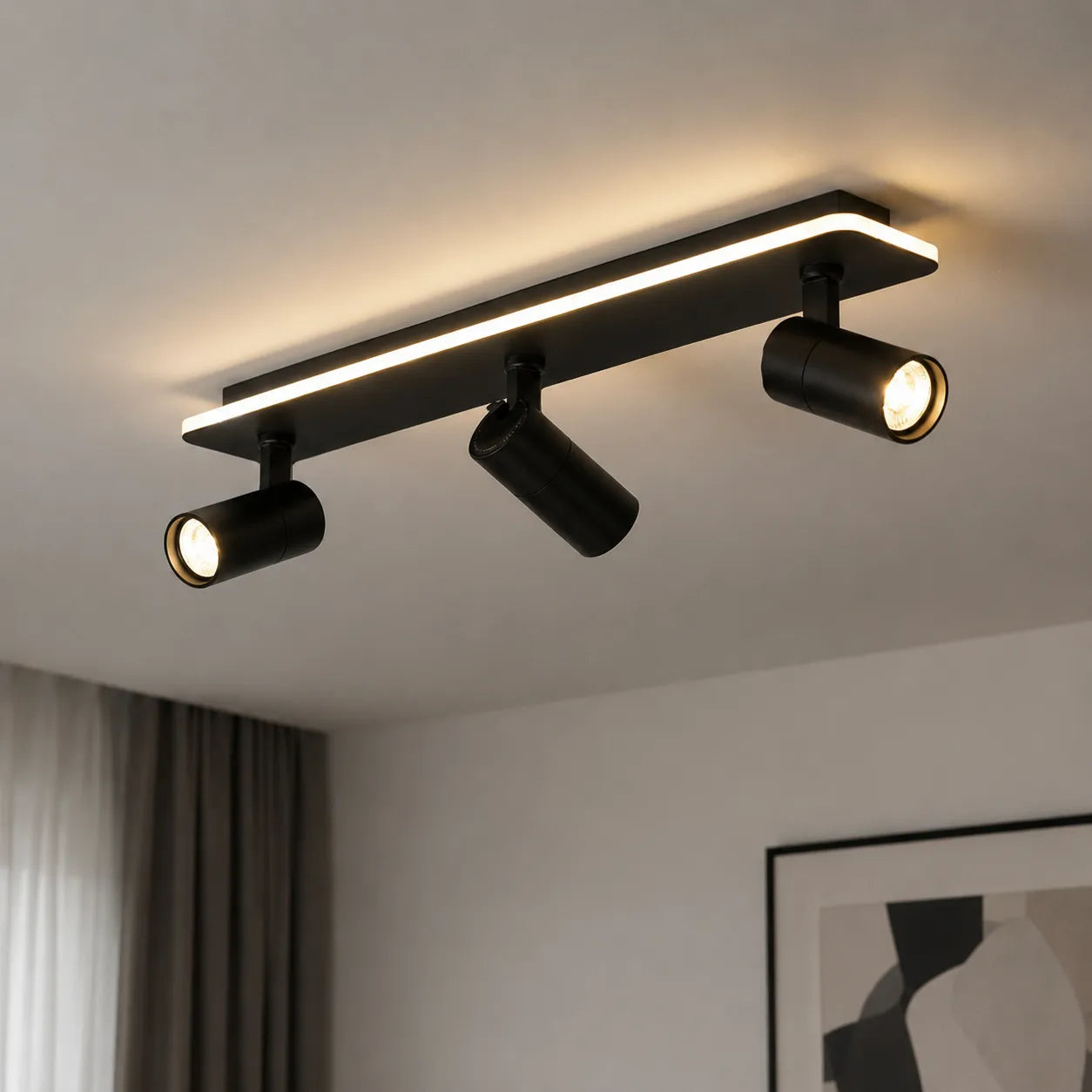 Multi-Spot Ceiling Light with Integrated LED Strip