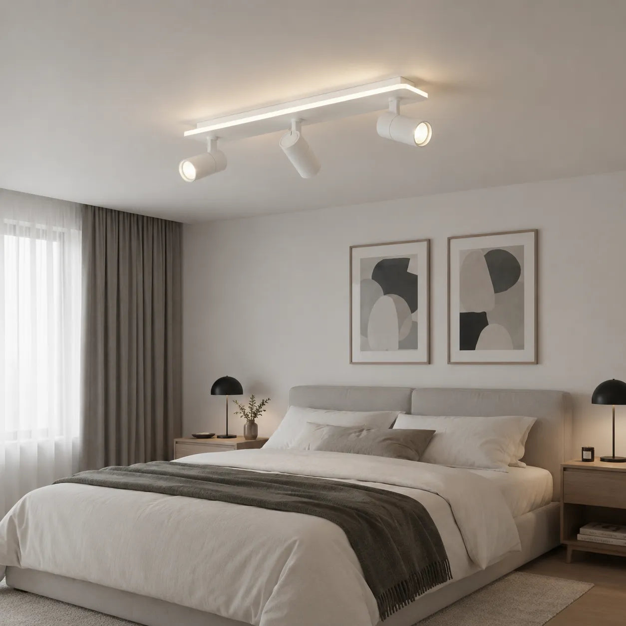 Multi-Spot Ceiling Light with Integrated LED Strip