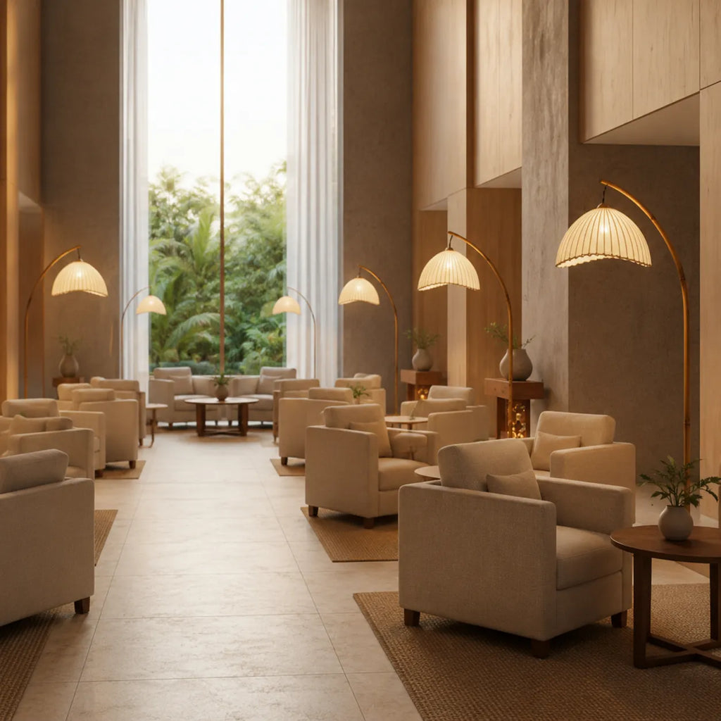 Avaaya Bamboo-Inspired Fabric Floor Lamp