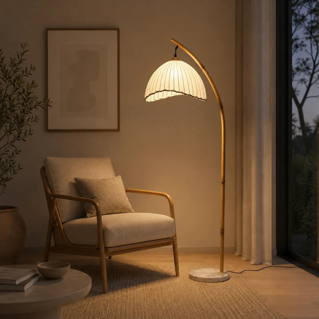 Avaaya Bamboo-Inspired Fabric Floor Lamp