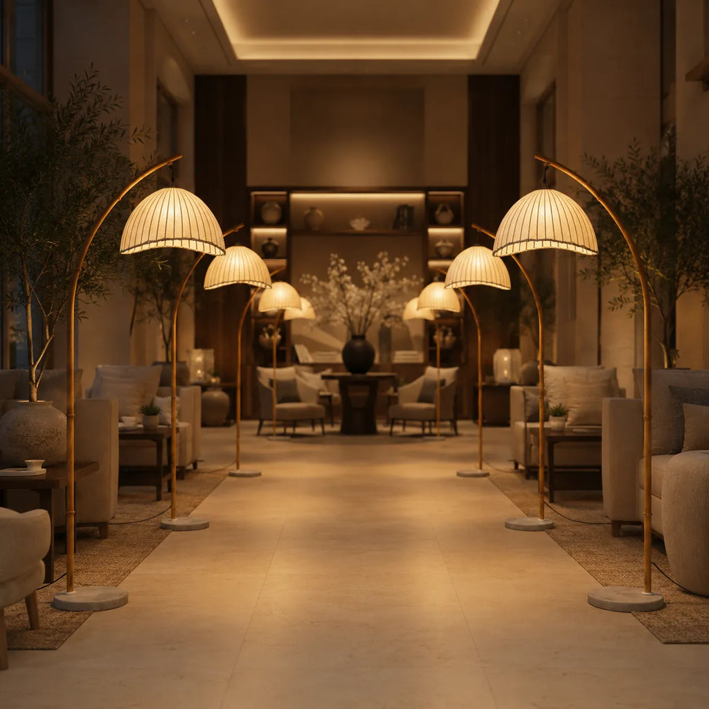 Avaaya Bamboo-Inspired Fabric Floor Lamp