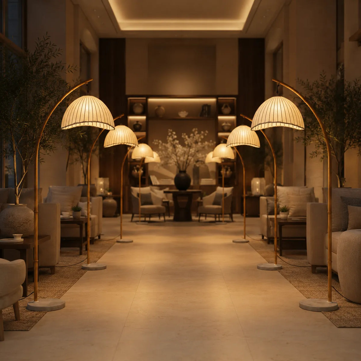 Avaaya Bamboo-Inspired Fabric Floor Lamp