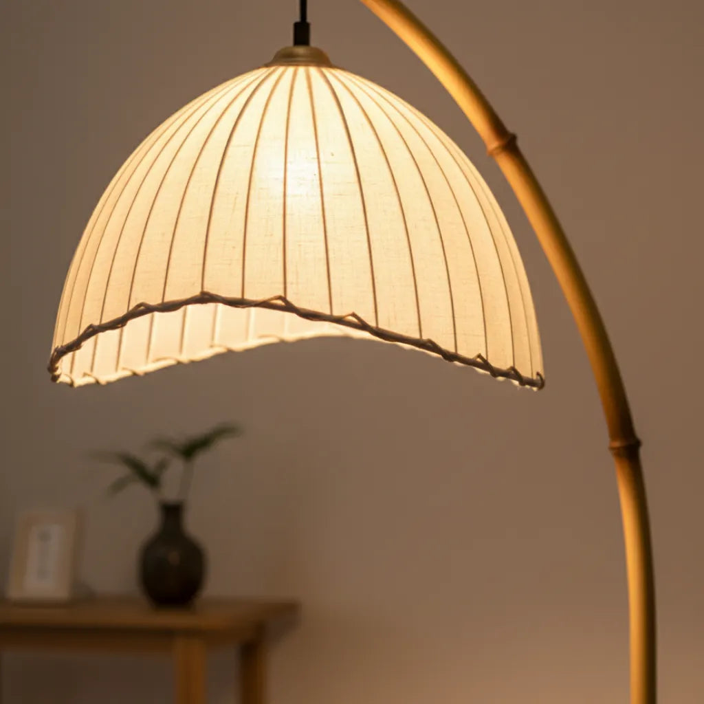 Avaaya Bamboo-Inspired Fabric Floor Lamp