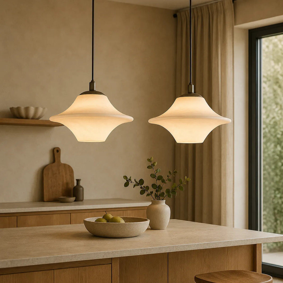 Cecily Modern Sculptural Alabaster Pendant Light