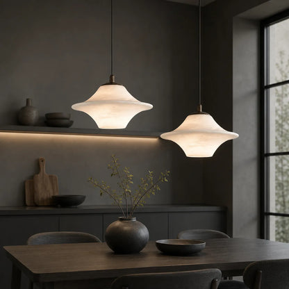Natural Marble Pendant Light with Sculptural Form