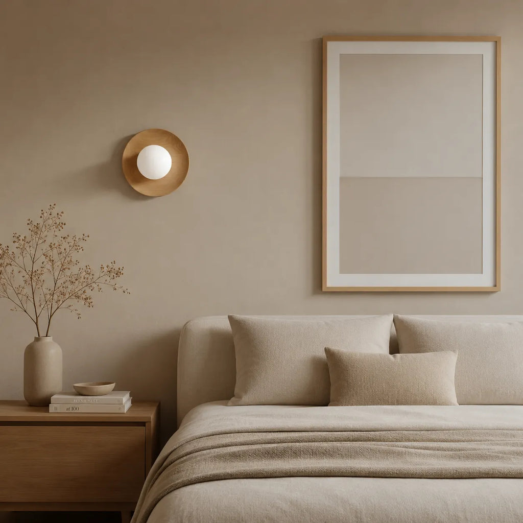 Jade Minimalist Natural Wood & Brass LED Wall Light