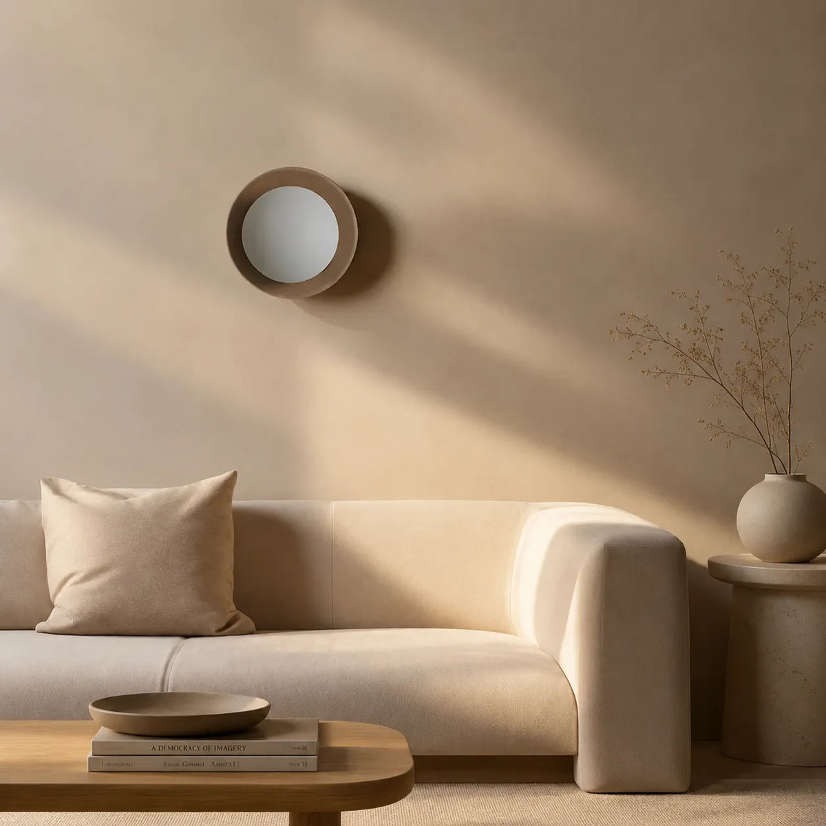 Jade Minimalist Natural Wood & Brass LED Wall Light
