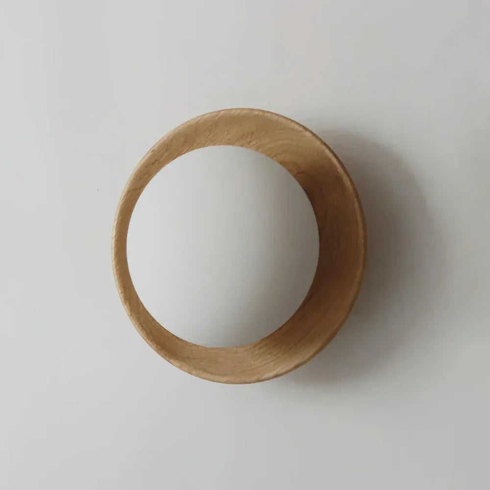 Jade Minimalist Natural Wood & Brass LED Wall Light