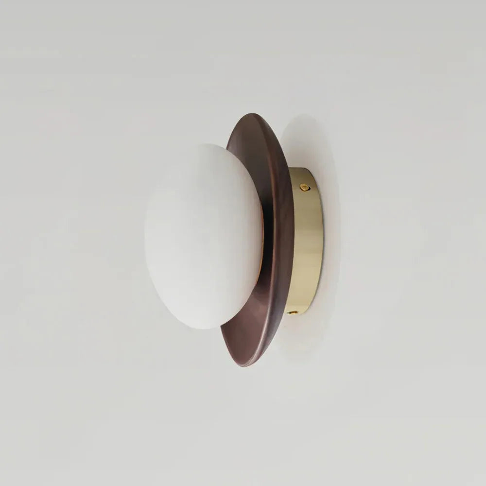 Jade Minimalist Natural Wood & Brass LED Wall Light