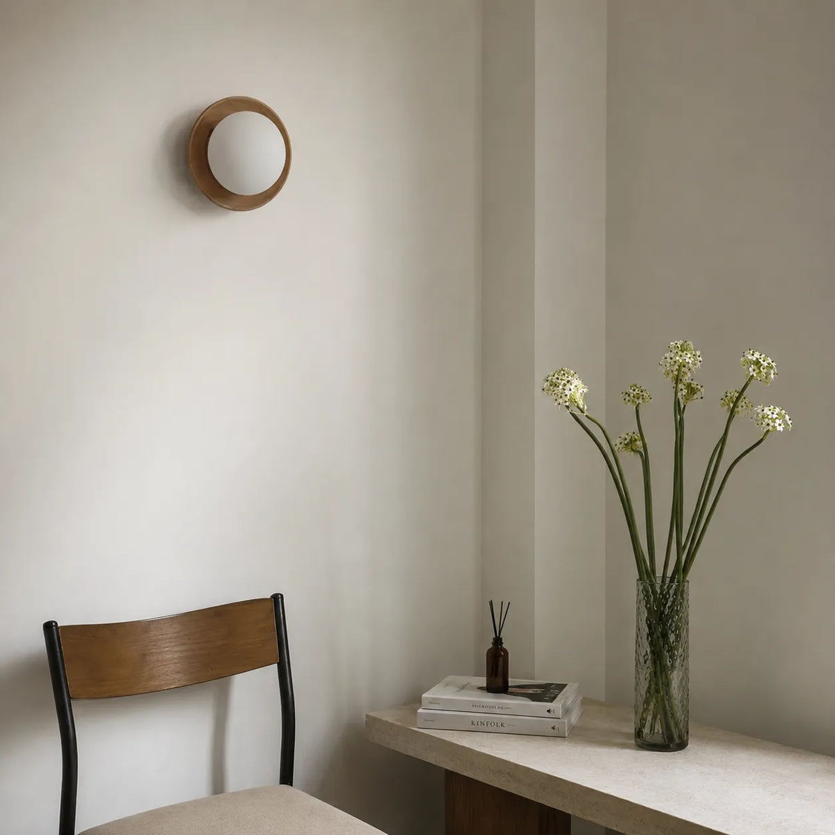 Jade Minimalist Natural Wood & Brass LED Wall Light