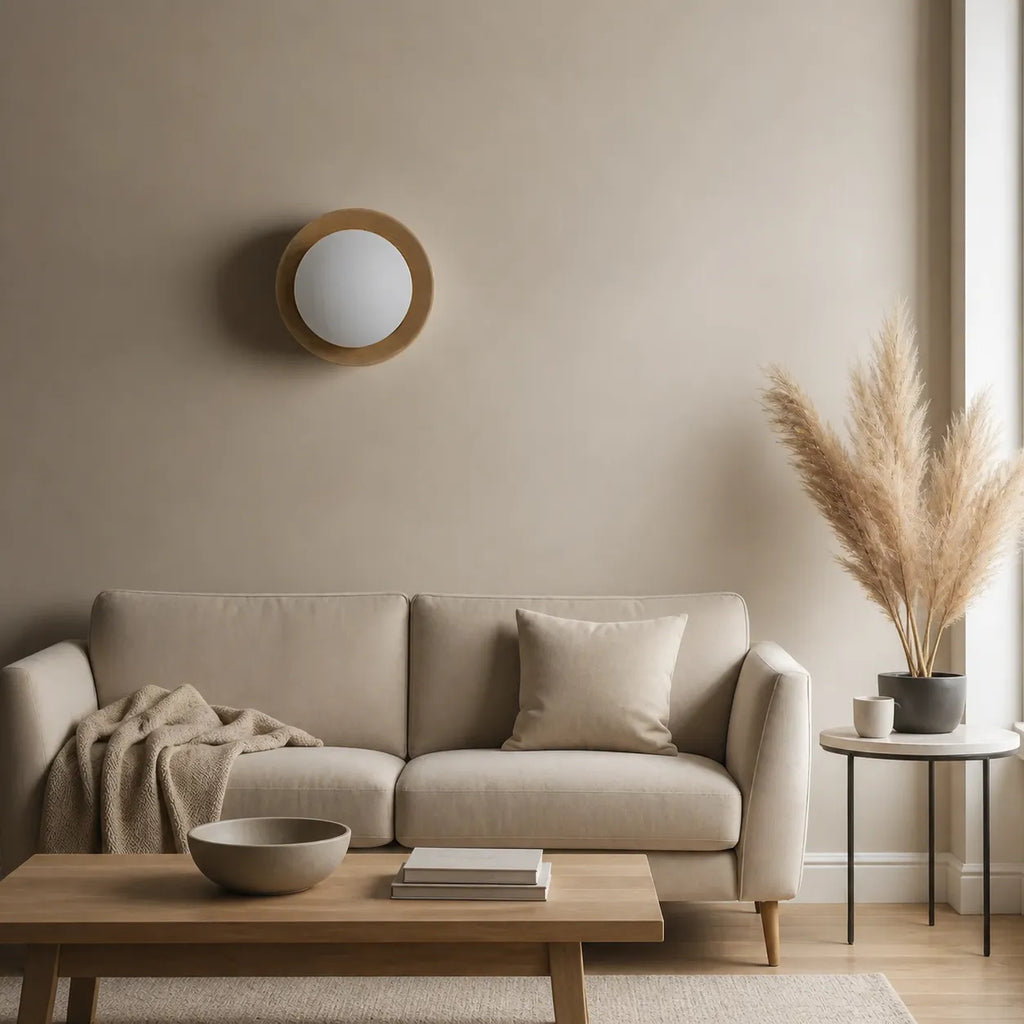 Jade Minimalist Natural Wood & Brass LED Wall Light