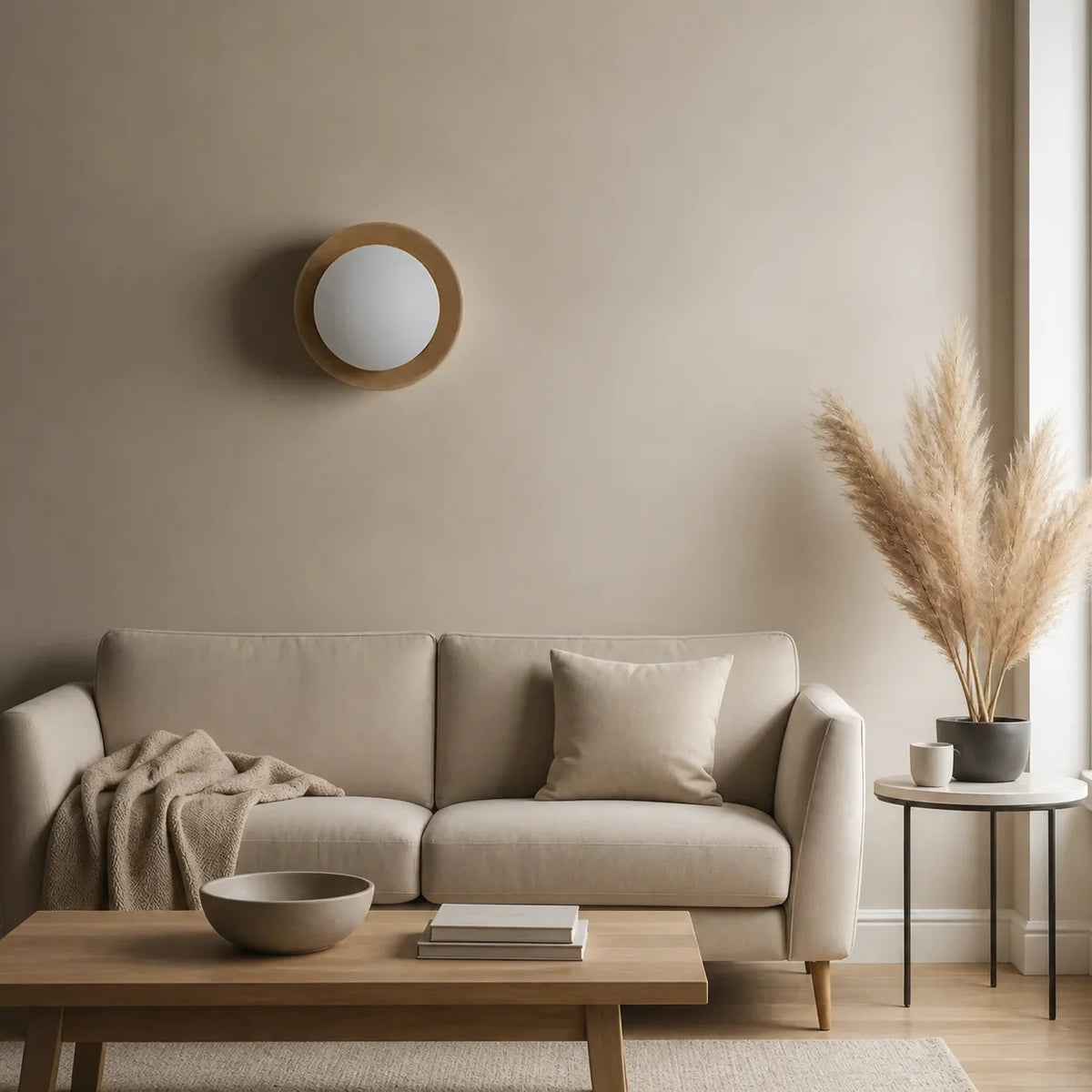Jade Minimalist Natural Wood & Brass LED Wall Light