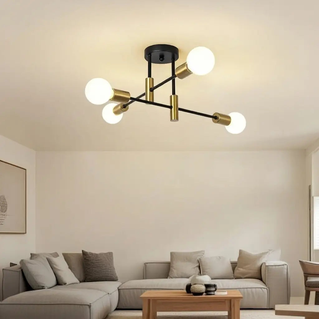 Neuron Mid-Century Modern Sputnik Semi-Flush Ceiling Light