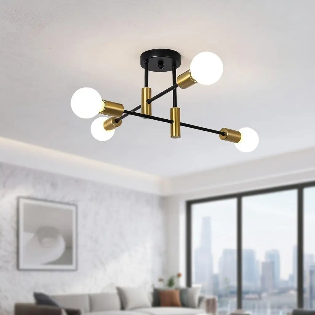 Neuron Mid-Century Modern Sputnik Semi-Flush Ceiling Light