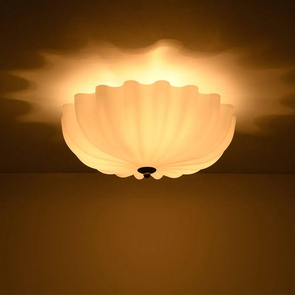 Aster Nordic Scalloped Glass 3-Light Semi-Flush Ceiling Light