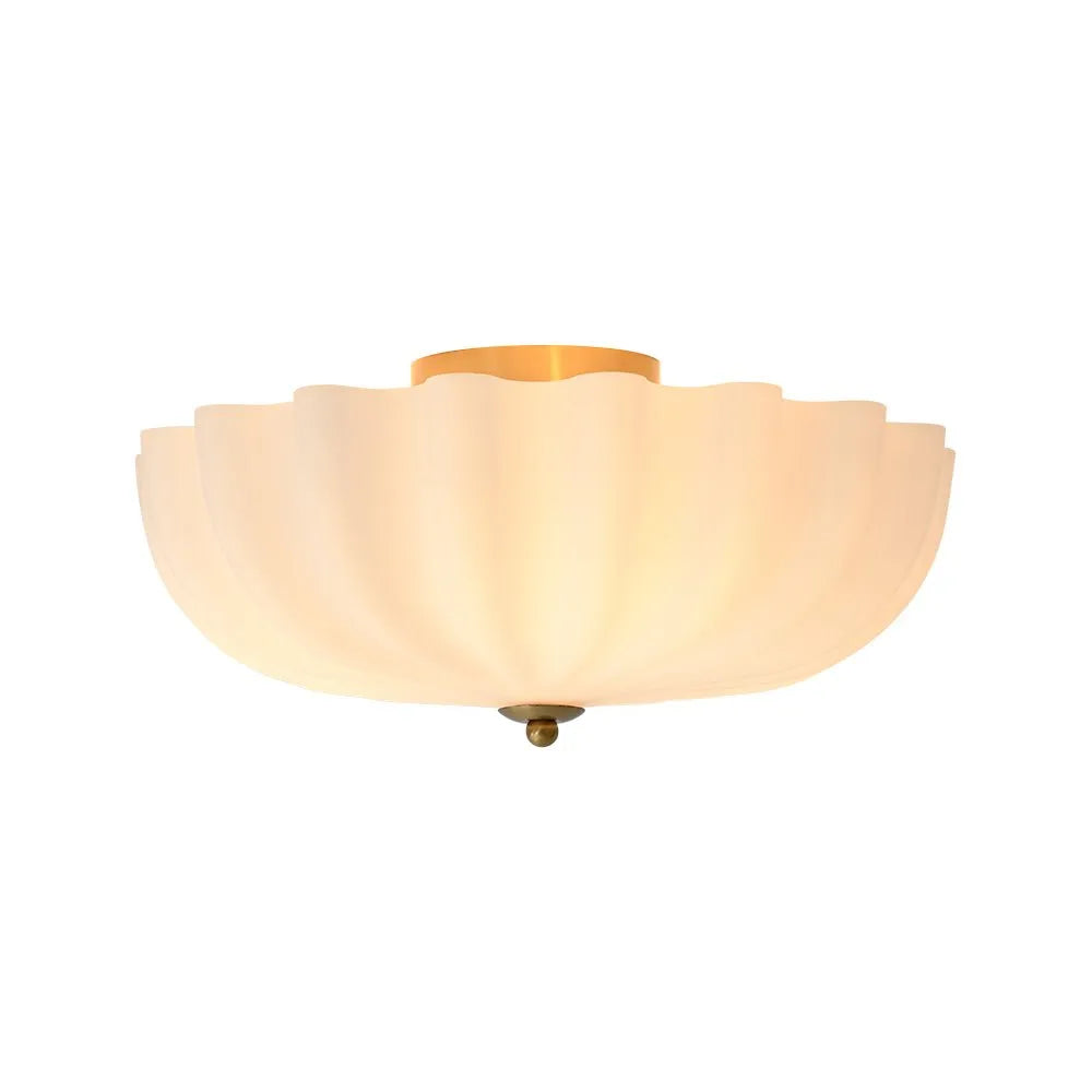 Aster Nordic Scalloped Glass 3-Light Semi-Flush Ceiling Light