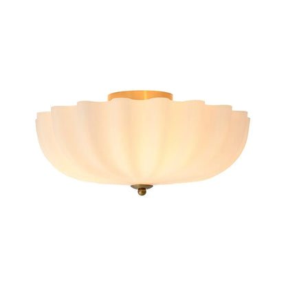 Nordic 3-Light Scalloped Glass Semi Flush Light