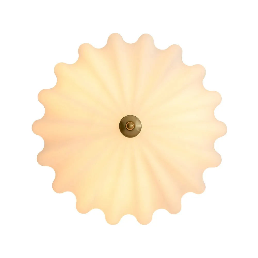 Aster Nordic Scalloped Glass 3-Light Semi-Flush Ceiling Light