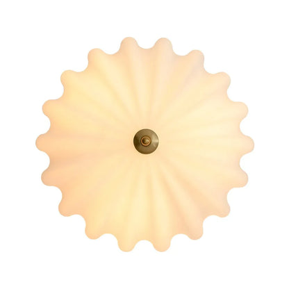Nordic 3-Light Scalloped Glass Semi Flush Light