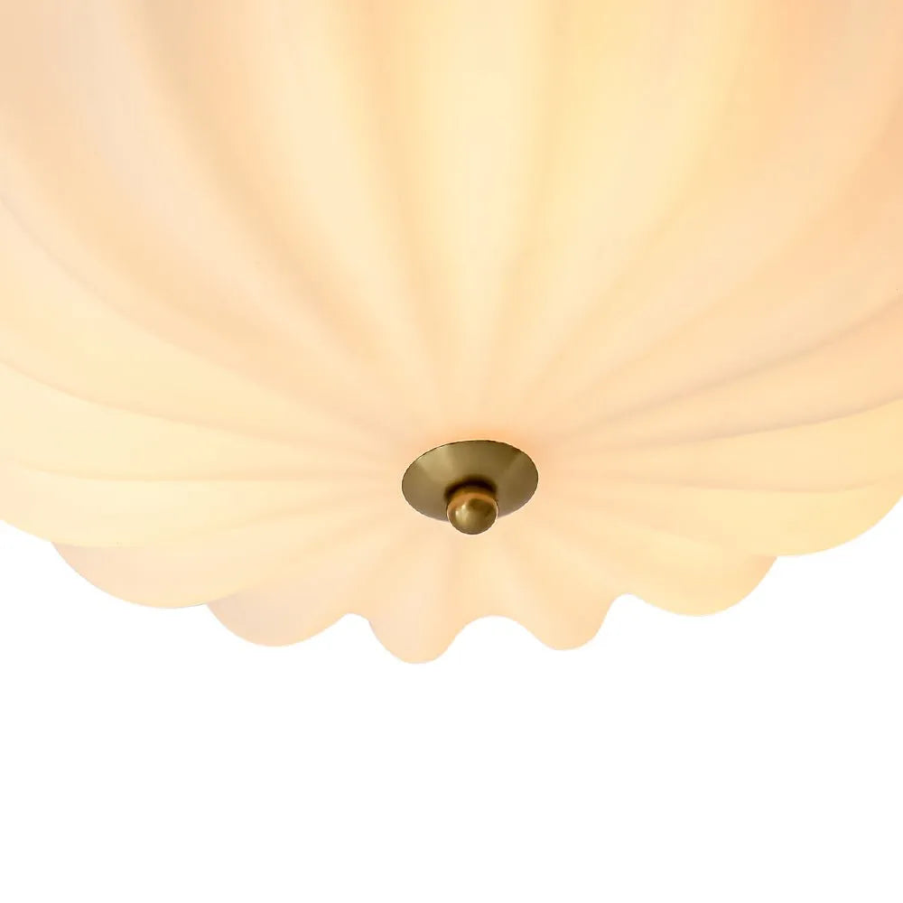Aster Nordic Scalloped Glass 3-Light Semi-Flush Ceiling Light