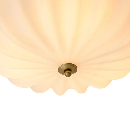 Nordic 3-Light Scalloped Glass Semi Flush Light