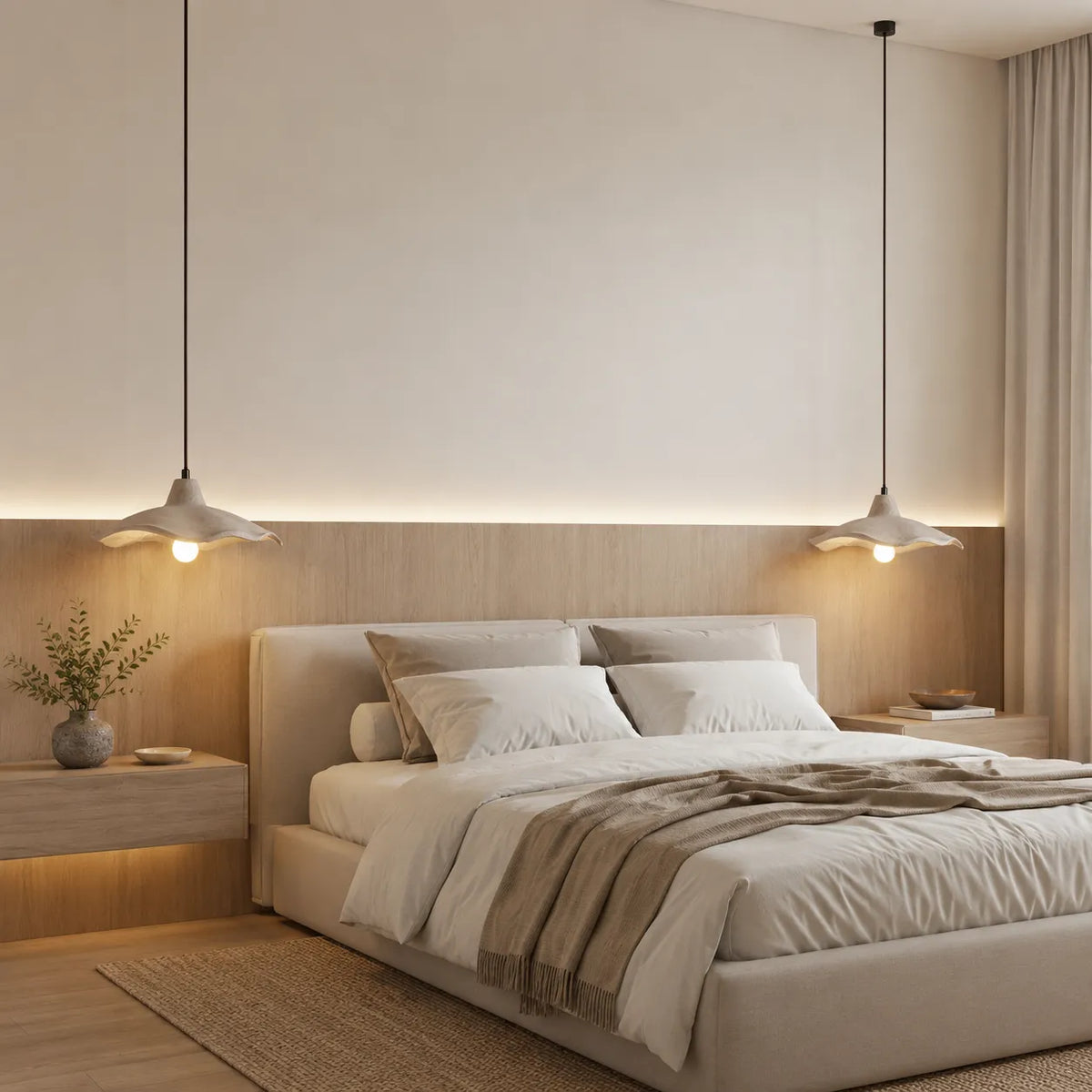 Elina Nordic Sculpted Cement Flower Pendant Light