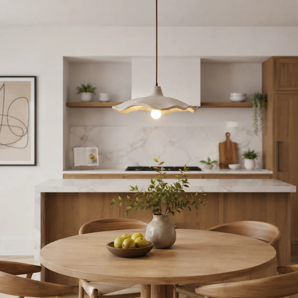 Elina Nordic Sculpted Cement Flower Pendant Light